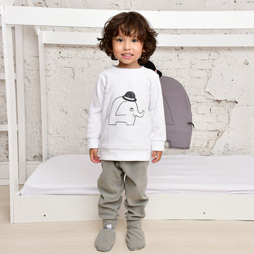 Pijama Longo Infantil Lefante Estampa Elefante Soft Cinza