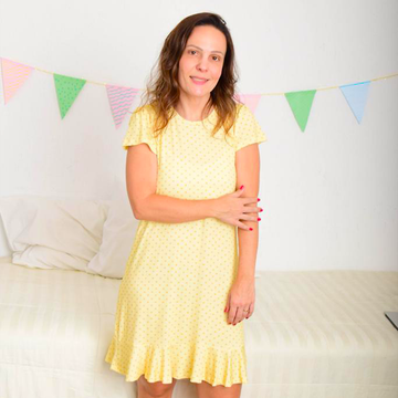 Camisola Adulto Carambola Estampa Bolinha Viscose Amarela