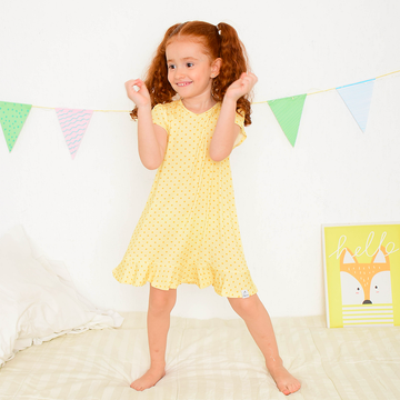 Camisola Infantil Carambola Estampa Bolinha Viscose Amarela