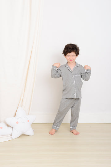 Pijama Americano Longo Infantil Turquia Viscose Cinza