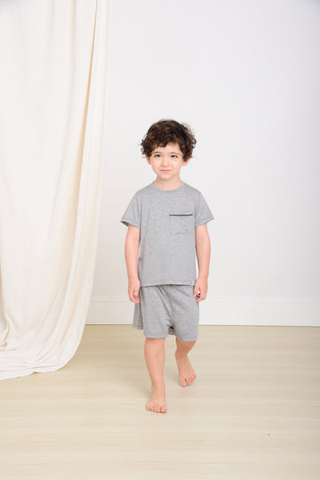 Pijama Curto Masculino Infantil Gabi Viscose Cinza