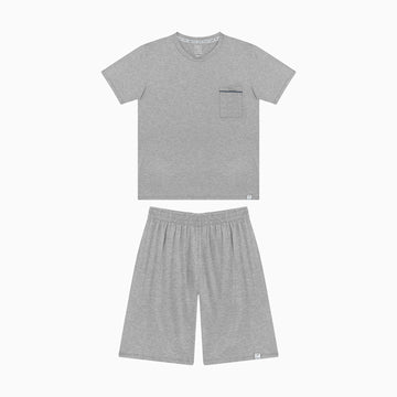 Pijama Curto Masculino Adulto Gabi Viscose Cinza