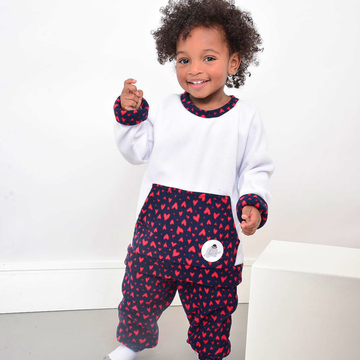 Pijama Longo Infantil Canguru Estampa Corações Soft Vermelho