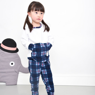 Pijama Longo Infantil Canguru Estampa Xadrez Soft Marinho