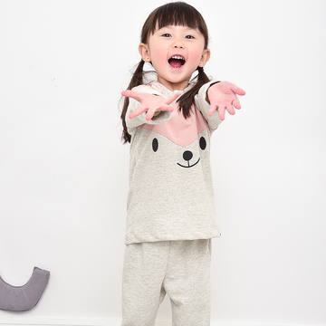 Pijama Longo Infantil Ruanda Estampa Raposa Moletinho Cinza