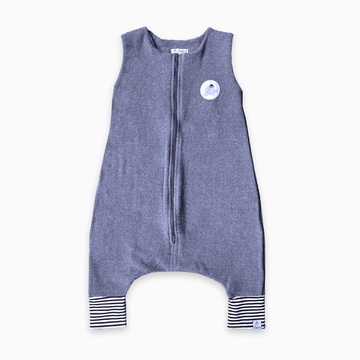 Saco De Dormir Com Pé Moletom Azul Jeans Estonado