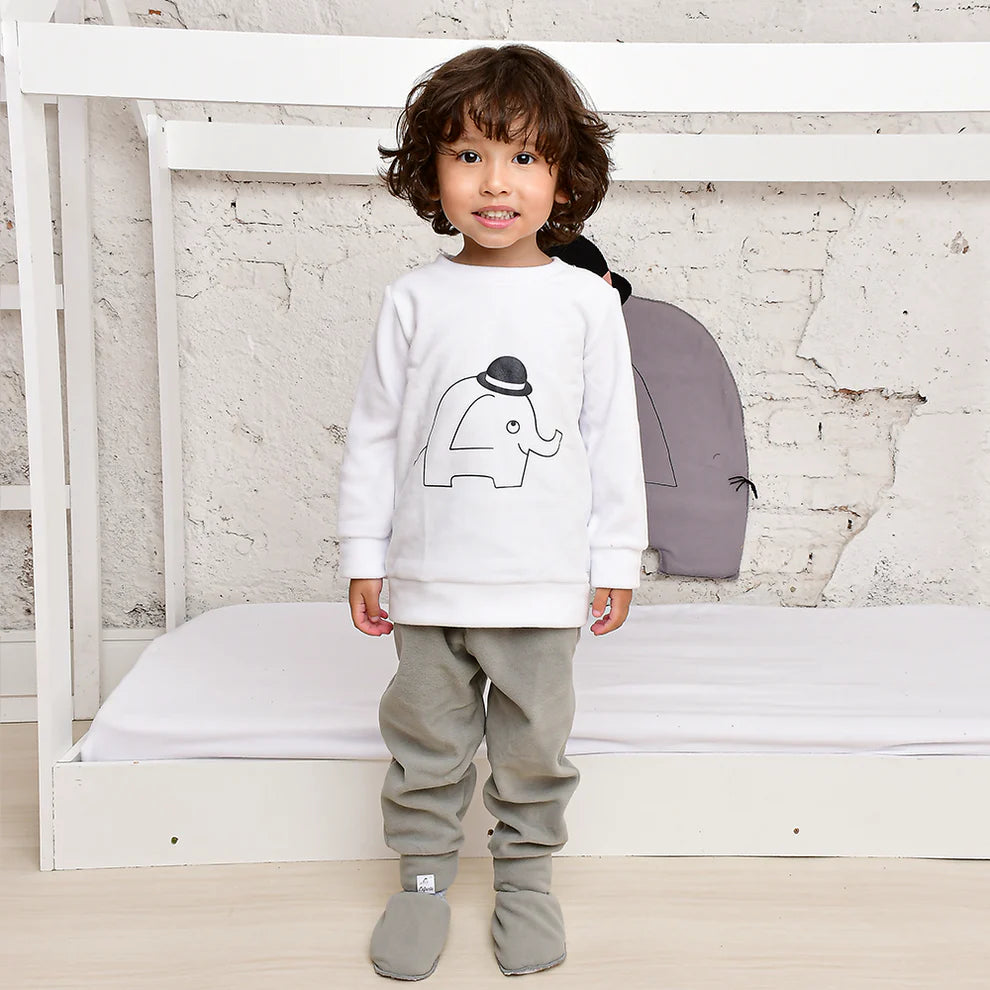 Pijama Longo Infantil Lefante Estampa Elefante Soft Cinza