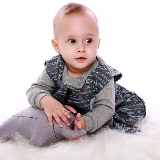 Saco De Dormir Bebê Riscadinho Estampa Listras Finas Malha Azul