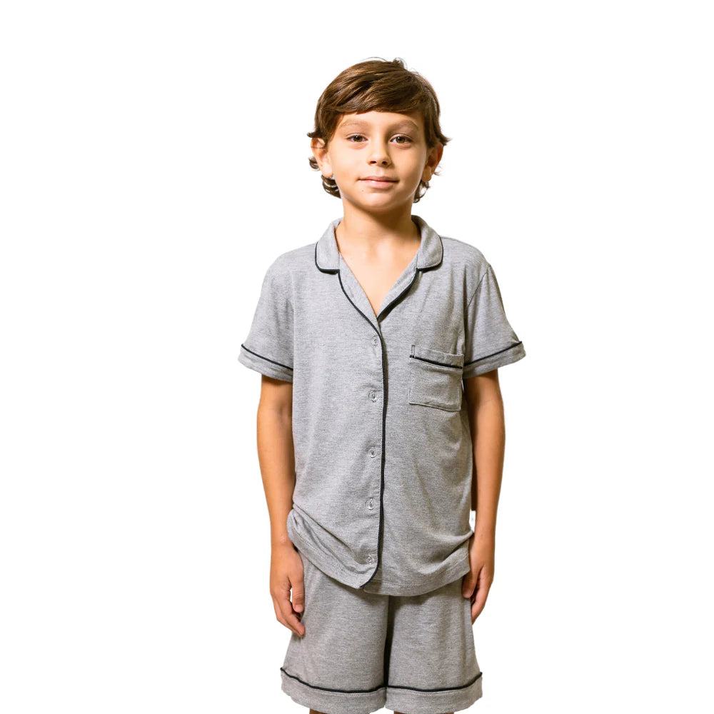 Pijama Americano Curto Infantil Madri Viscose Cinza