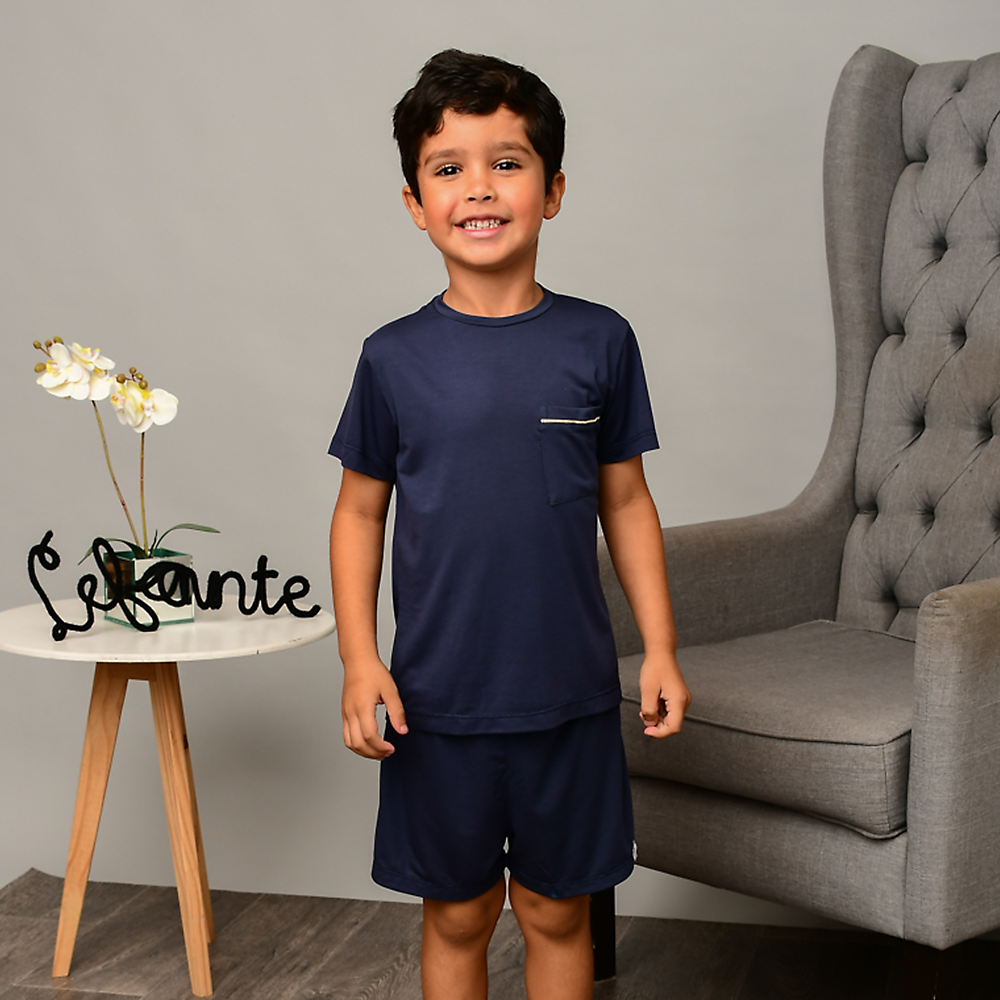 Pijama Curto Masculino Infantil Rafa Viscose Marinho