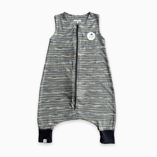 Pijama Saco De Dormir Com Pé Estampa Listras Finas Malha Azul