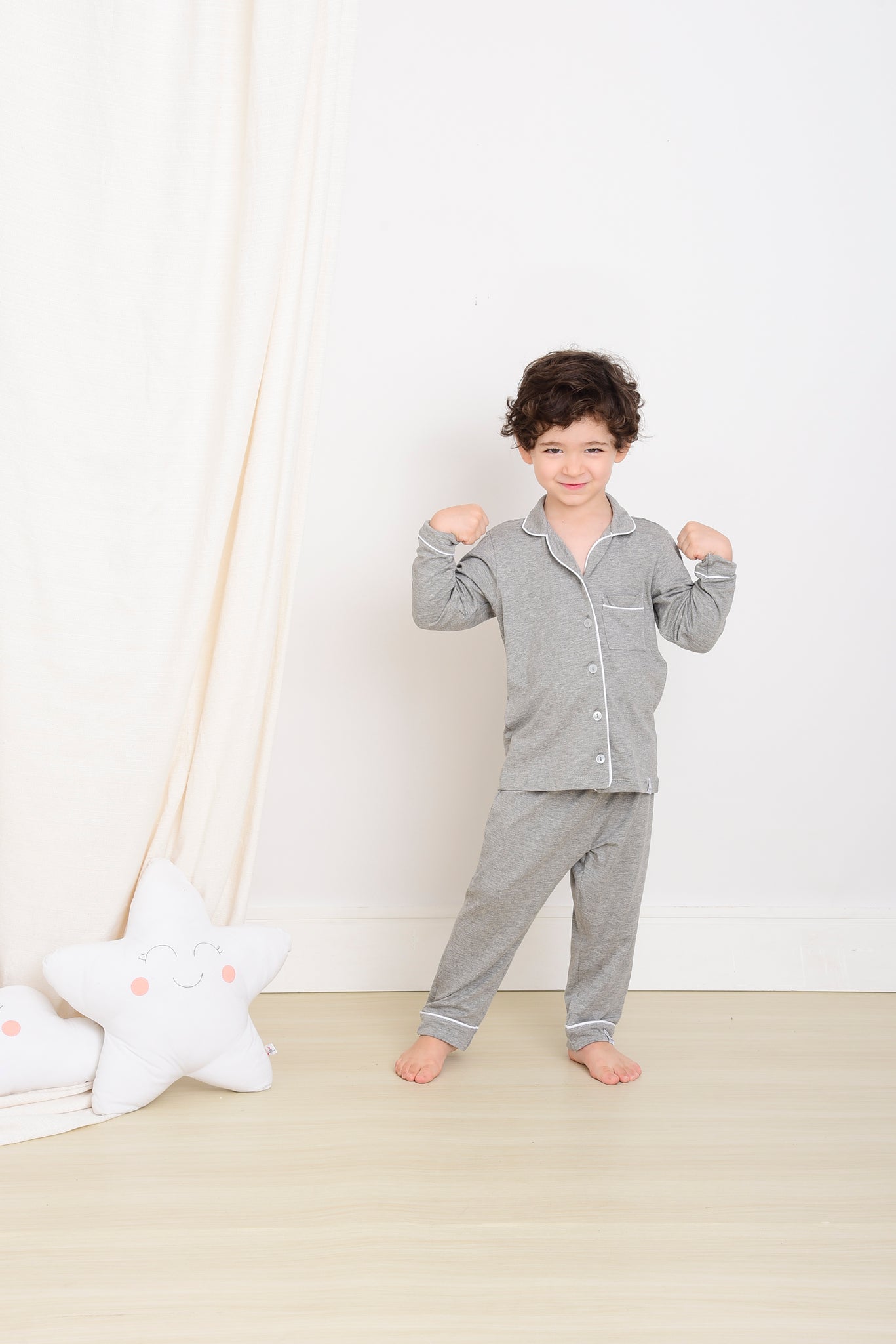 Pijama Americano Longo Infantil Turquia Viscose Cinza