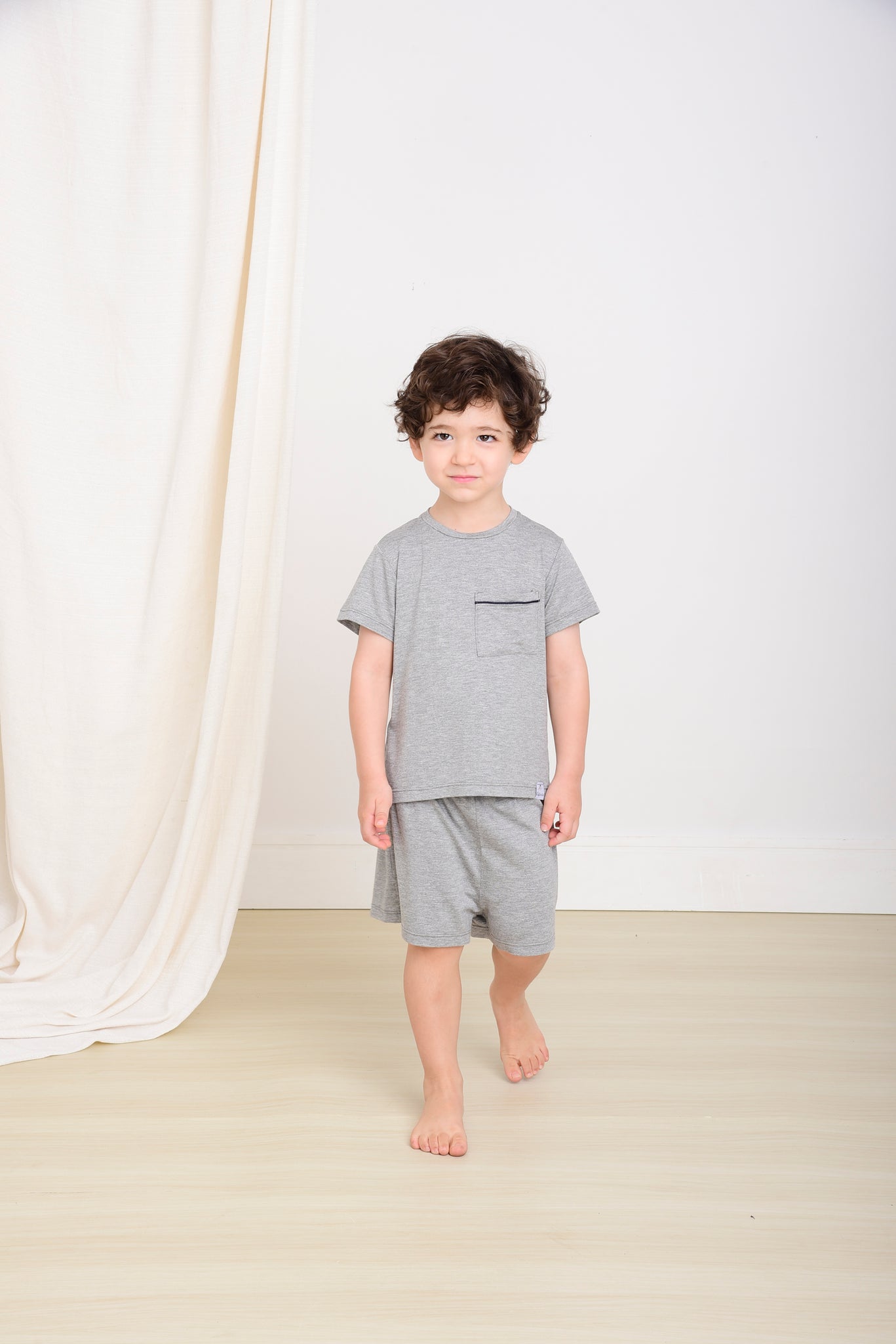 Pijama Curto Masculino Infantil Gabi Viscose Cinza
