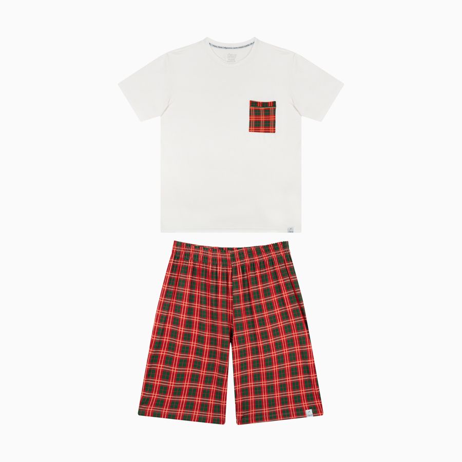 Pijama Curto Masculino Adulto Kevin Viscose Vermelho