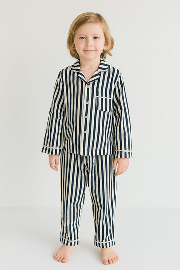 Pijama Infantil Americano Barcelona estampa listras viscose Marinho