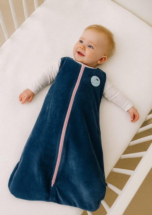 Saco De Dormir Bebê Plush Marinho Ziper Rosa