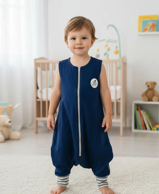 Saco De Dormir Com Pé Malha Azul