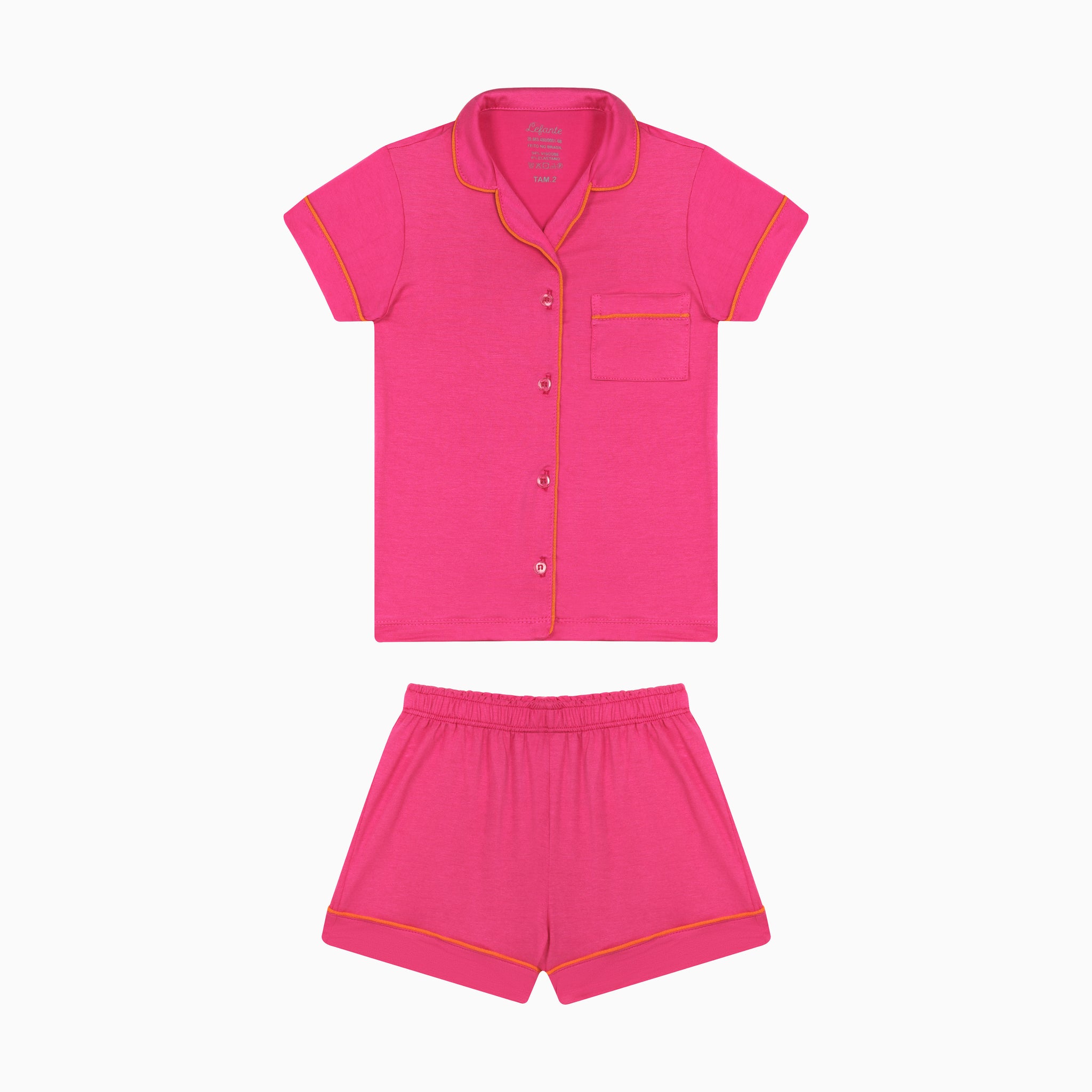 Pijama Americano Feminino Curto Infantil Clara Viscose Pink