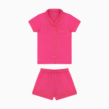 Pijama Americano Feminino Curto Infantil Clara Viscose Pink