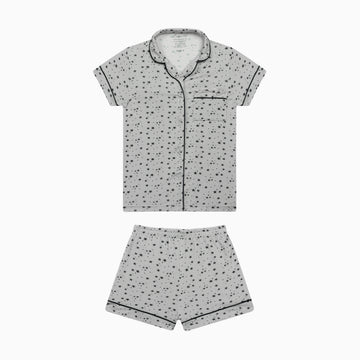 Pijama Americano Curto Infantil Happy Star Estampa Estrelas Viscose Cinza