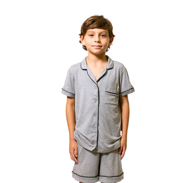 Pijama Americano Masculino Curto Infantil Madri Viscose Cinza