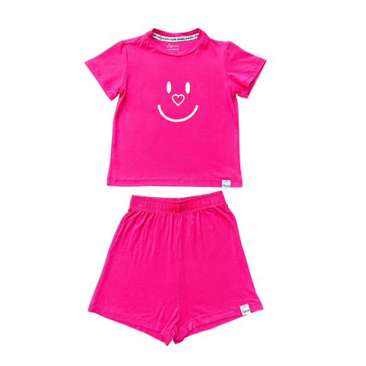 Pijama Curto Infantil Joy Estampa Coração Viscose Pink