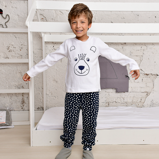 Pijama Longo Infantil Banff Estampa Urso Soft Marinho