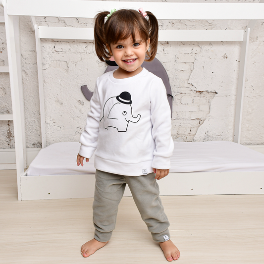 Pijama Longo Infantil Lefante Estampa Elefante Soft Cinza