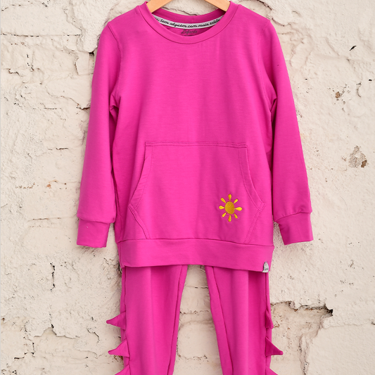 Pijama Longo Infantil Morel Estampa Sol e Cogumelo Moletinho Pink