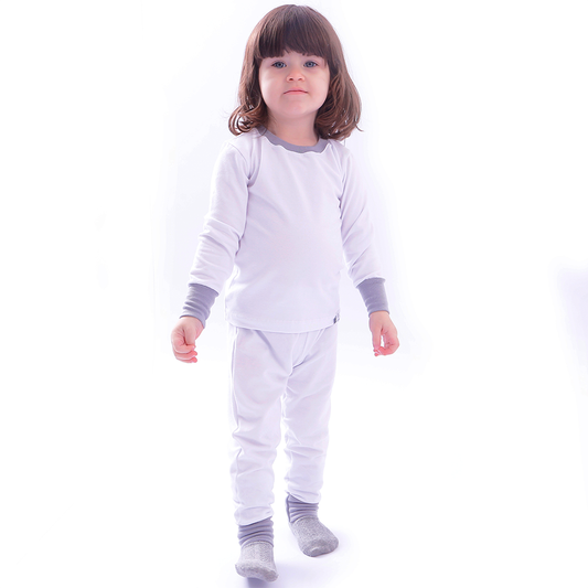 Pijama Longo Infantil Slim Algodão Branco