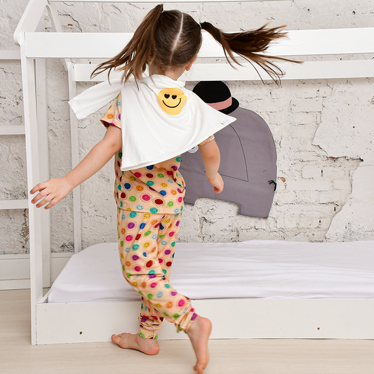 Pijama Trijunto Infantil Happy Colors Estampa Smile Viscose Off White