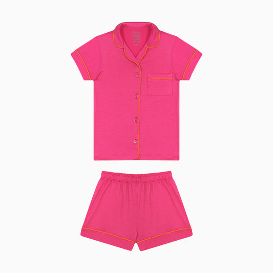 Pijama Americano Feminino Curto Infantil Clara Viscose Pink