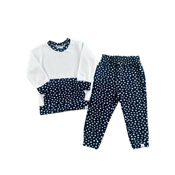 Pijama Longo Infantil Canguru Estampa Bolinha Soft Marinho