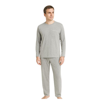Pijama Longo Masculino Adulto Berlim Viscose Cinza