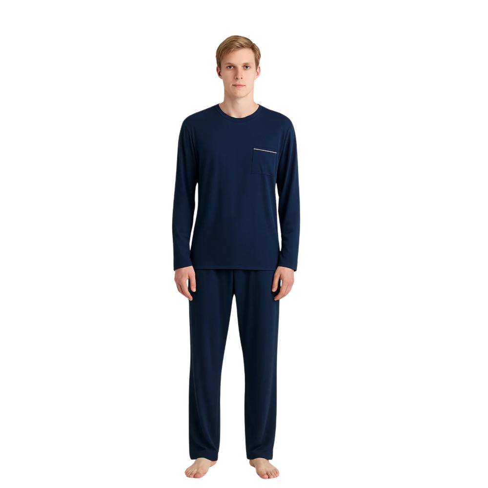 Pijama Longo Masculino Adulto Veneza Viscose Marinho