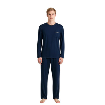 Pijama Longo Masculino Adulto Veneza Viscose Marinho