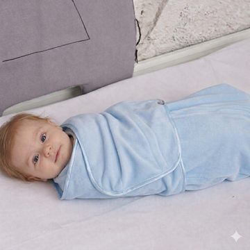 Swaddle Meia Estação/Verão Suedine Azul Bebê
