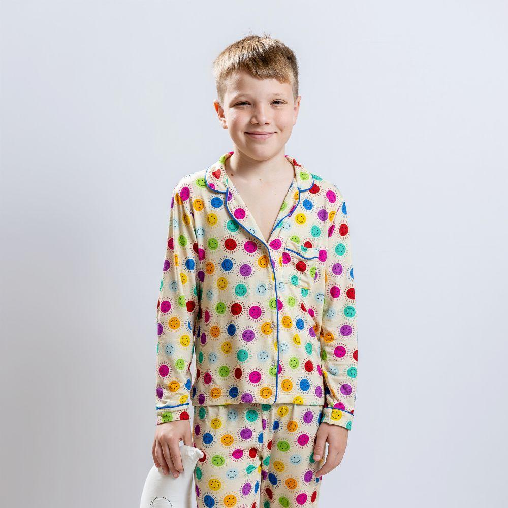 Pijama Americano Infantil Longo Happy Colors Estampa Smile Viscose Amarelo