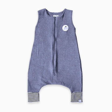 Saco De Dormir Com Pé Moletom Azul Jeans Estonado