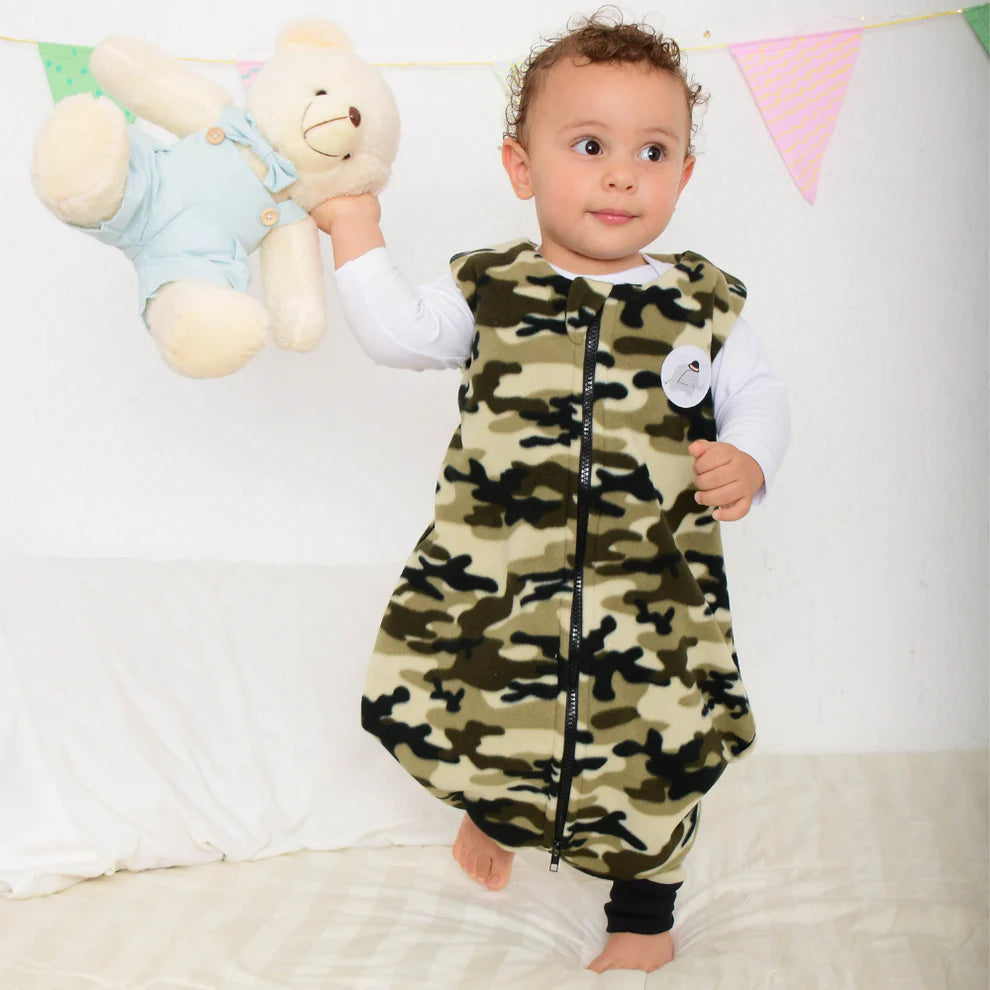 Saco De Dormir Com Pé Estampa Camuflado Soft Preto