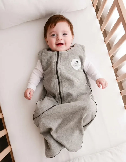 Saco De Dormir Bebê Meia Estação Suedine Cinza